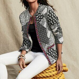 NEW Indikka L Paisley & Boho Jacket with Contrast Embroidered Trim Mixed Print